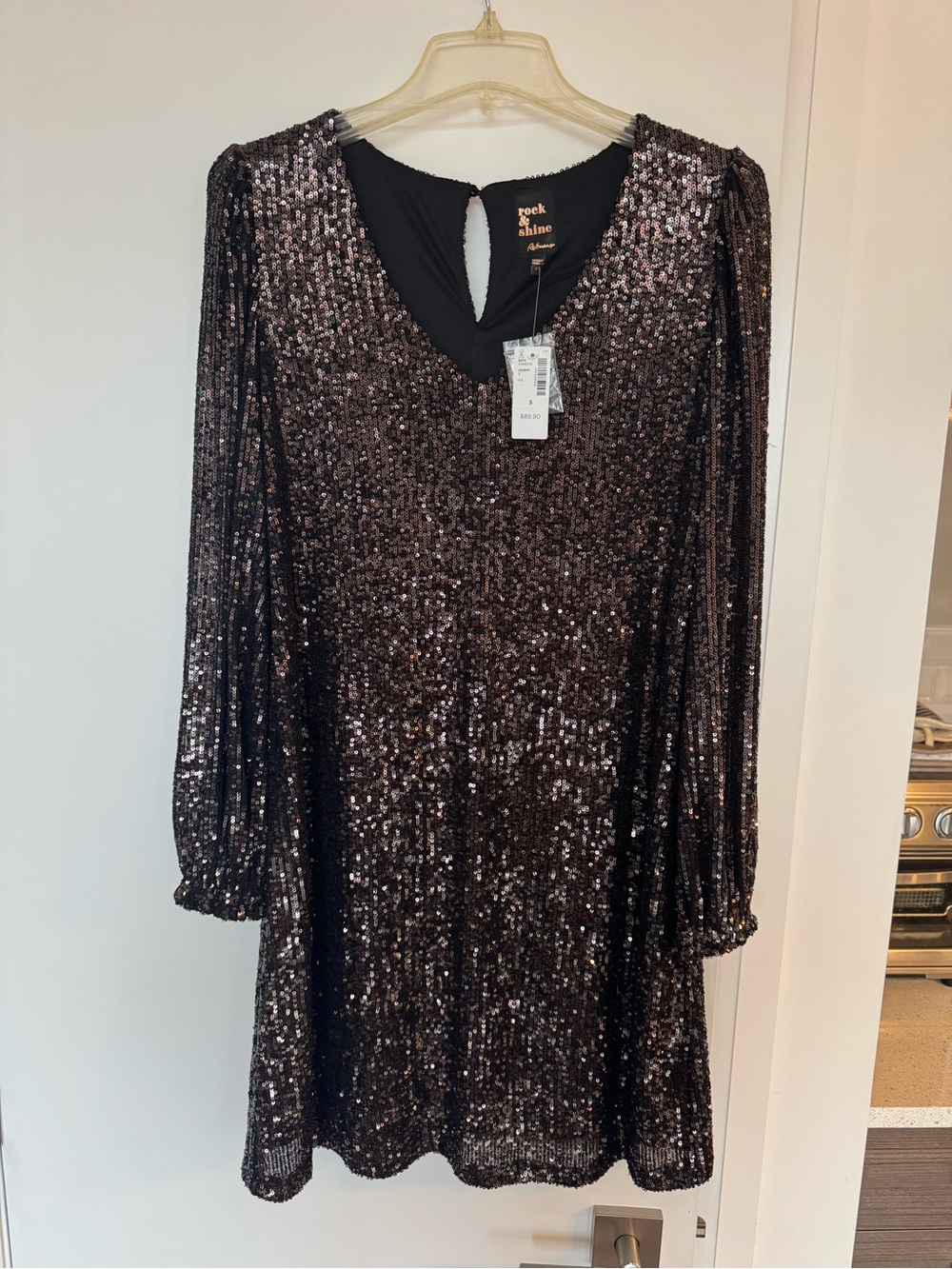 Reitmans Black Sequin V-Neck Mini Dress